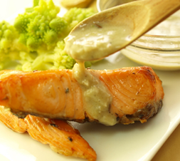 鮭と野菜のグリル　クミン豆乳ディップ